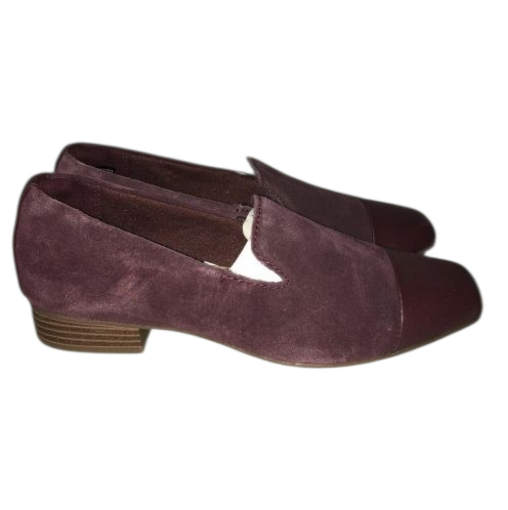 Clarks Tilmont Step Loafers Women's Size 6 M Burgundy Suede Leather Shoes EUC - Picture 2 of 5